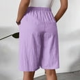 thumbnail image 7 of Knee Length Shorts for Women Summer Casual Cotton Linen Lightweight Elastic Waist Wide Straight Leg Skorts with Pockets, 7 of 7