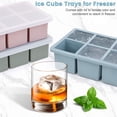 thumbnail image 4 of Bandeja para cubitos de hielo SAWNZC grande de silicona, paquete de 3 con tapa de 1.9 pulgadas, 4 of 7