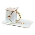 thumbnail image 1 of Bag Shape Coffee Cup Thick Texture with Coaster and Spoon Wear-Resistant Big Blue, 1 of 9