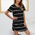 thumbnail image 3 of Women's Nightgown Striped T-shirt Round Neck Pajamas Plus Size Loungewear, 3 of 5