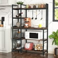 thumbnail image 2 of 5-Tier Bakers Rack,Utility Storage Shelf with Storage Hutch for Kitchen, Microwave Oven Stand Brown, 2 of 5