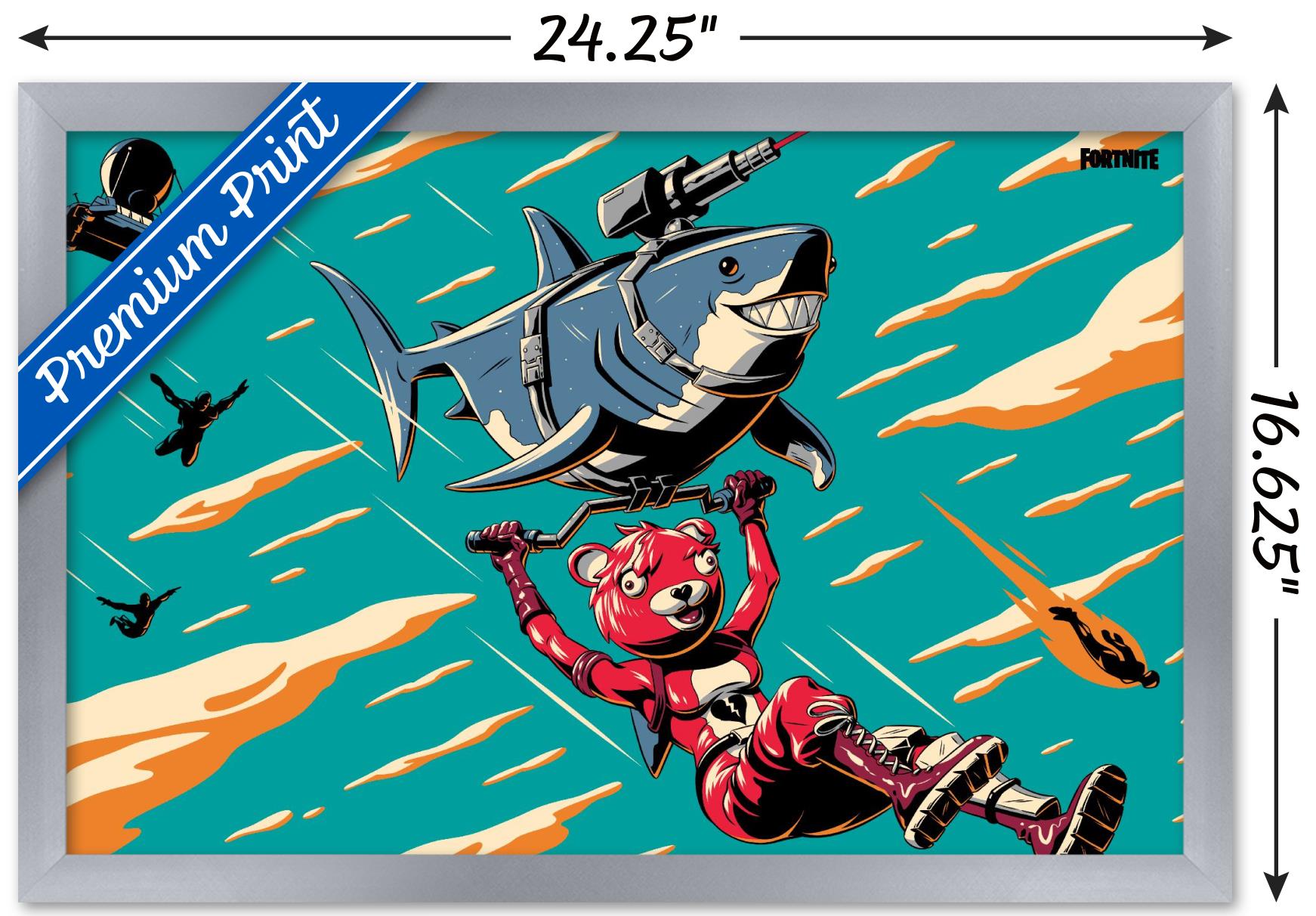 Fortnite - Lazershark Loading Screen Wall Poster, 14.725" x 22.375", Framed