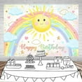 thumbnail image 2 of Fondo de cumpleaños con arcoíris y sol para niños, decoraciones para fiesta de cumpleaños "Eres mi sol", fondo fotográfico con temática de arcoíris pastel, pancarta para mesa de pastel, 2 of 5