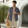 thumbnail image 6 of HAOMEILI Men's Button Down Shirts Short Sleeve Casual Shirts Summer Beach Shirts Vacation Wedding Shirts with Pocket, 6 of 7