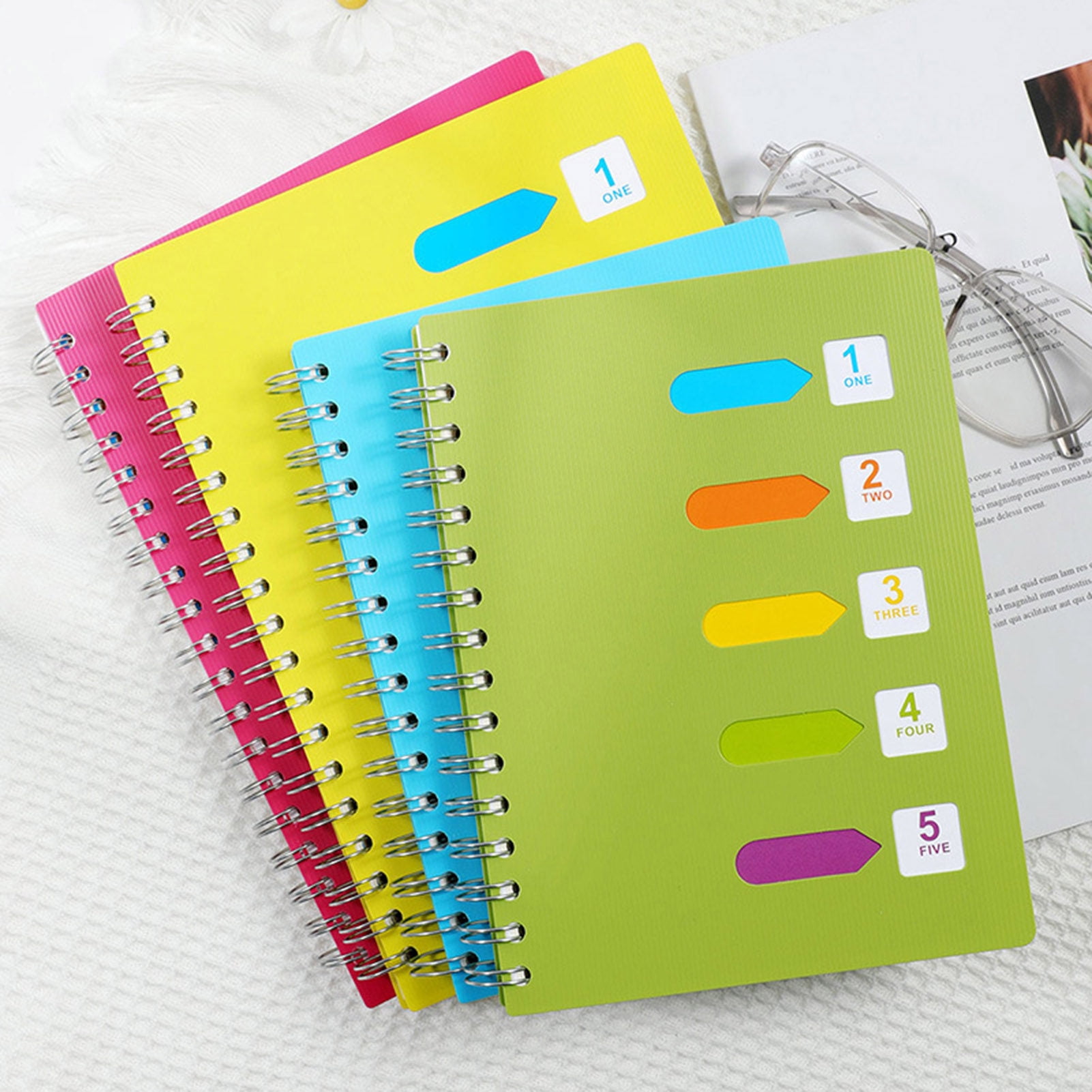 Homerr Notebook Spiral Notebook with Dividers Smooth Writing Premium Thickened Page A5/B5 Coil Ring 5 Subject Notebook Office Supplies Spiral Notebook