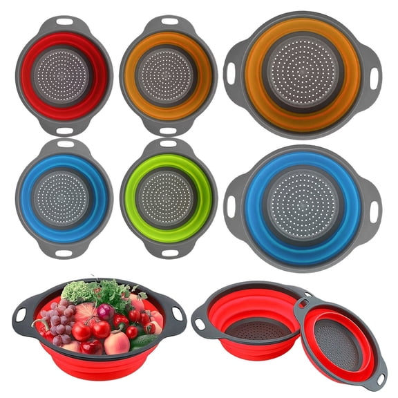 Collapsible Colander 1-Pack Set Space-Saving Foldable Kitchen Strainer with Non-Slip Base Durable Thickened PP TPE Collapsible Strainers for Pasta,Vegetables,Fruits L-11.41in