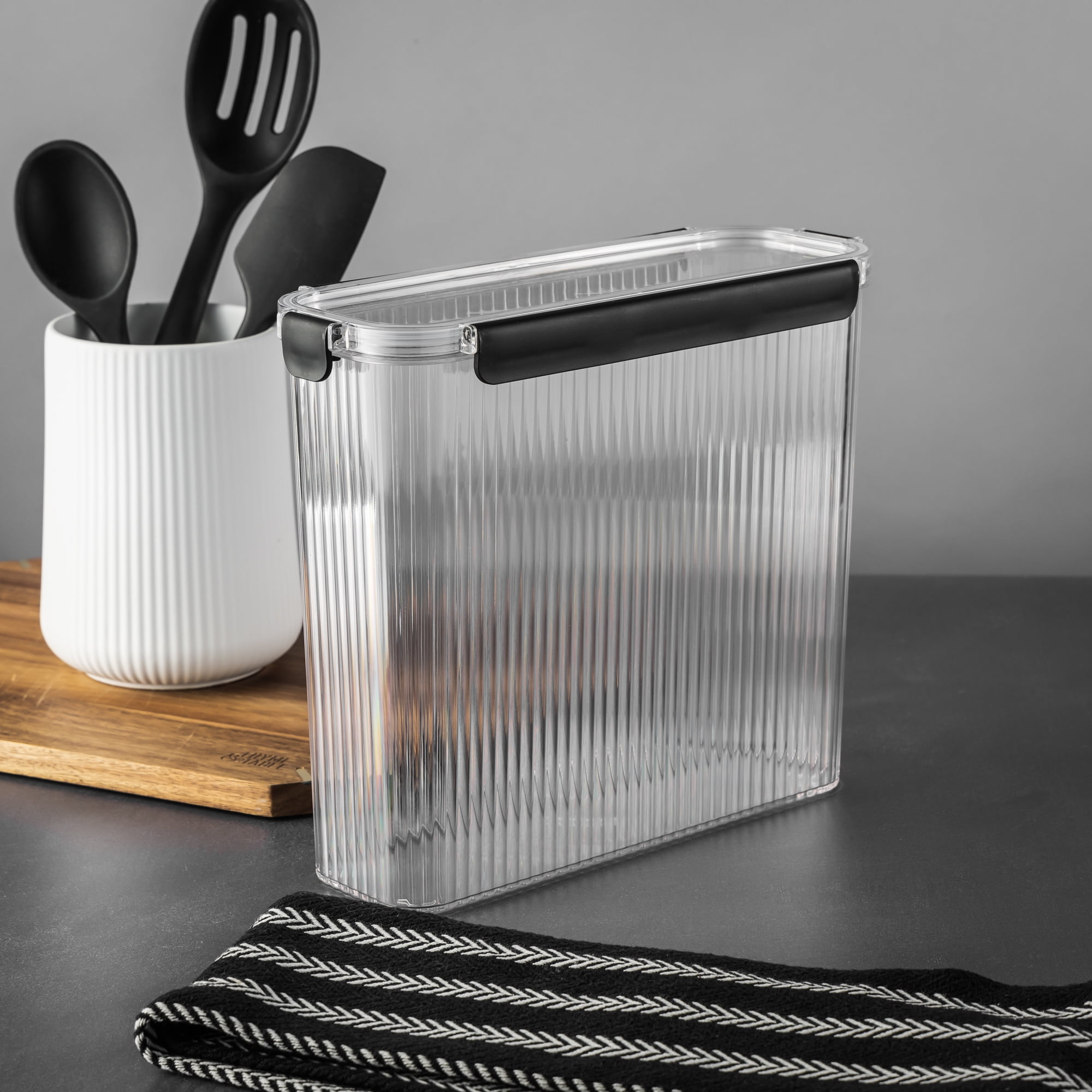 Thyme & Table 20.5 Cup Clear Ribbed Pantry Storage Container