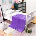thumbnail image 2 of Ntbay Flannel Fuzzy Soft Warm Cozy Toddler Blanket, Fluffy Warm and Lightweight Reversible Stripes Design Toddler Plush Blanket for Stroller, Crib, Travel, 30" x 40", Purple, 2 of 6