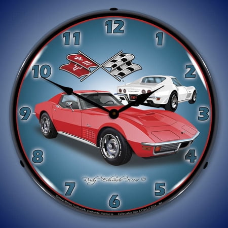 1971 Corvette Stingray (Red) Wall Clock, Lighted