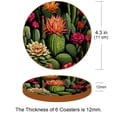thumbnail image 3 of Cactus 6PCS Round Car Coasters, Microfiber Leather Drink Cup Holders, 11x11 cm/4.3x4.3 in - Set of 6 Absorbent Car Coasters for Car, SUV, Truck, Easy to Clean Auto Accessories, 3 of 6