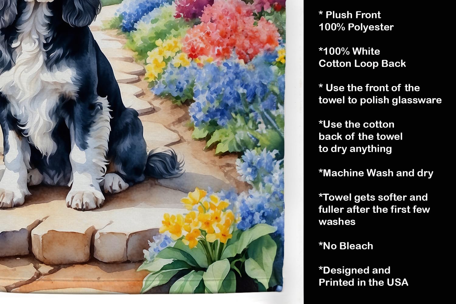 Bergamasco Sheepdog Spring Path Kitchen Towel 15 in x 25 in