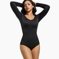 thumbnail image 5 of ITSAME Womens Shapewear Bodysuit, Buckle Adjustable Long Sleeve Scoop Neck Ultra Firm Romper Black 3XL, 5 of 6