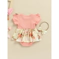 thumbnail image 3 of MAMOWEAR Newborn Infant Baby Girl Summer Floral Clothes One Piece Romper Dress Outfit with Headband, 3 of 7