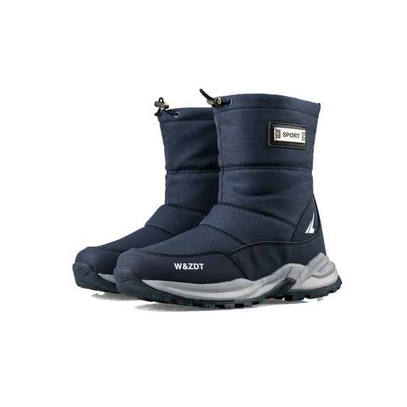 Difumos Men Waterproof Winter Boots Mid Calf Outdoor Warm Snow Boots Blue Size 9