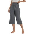 thumbnail image 4 of Chbgutlmr Womens Capri Pants High Waisted Loose Cropped Summer Casual Straight Leg Yoga Pants Pockets, 4 of 9