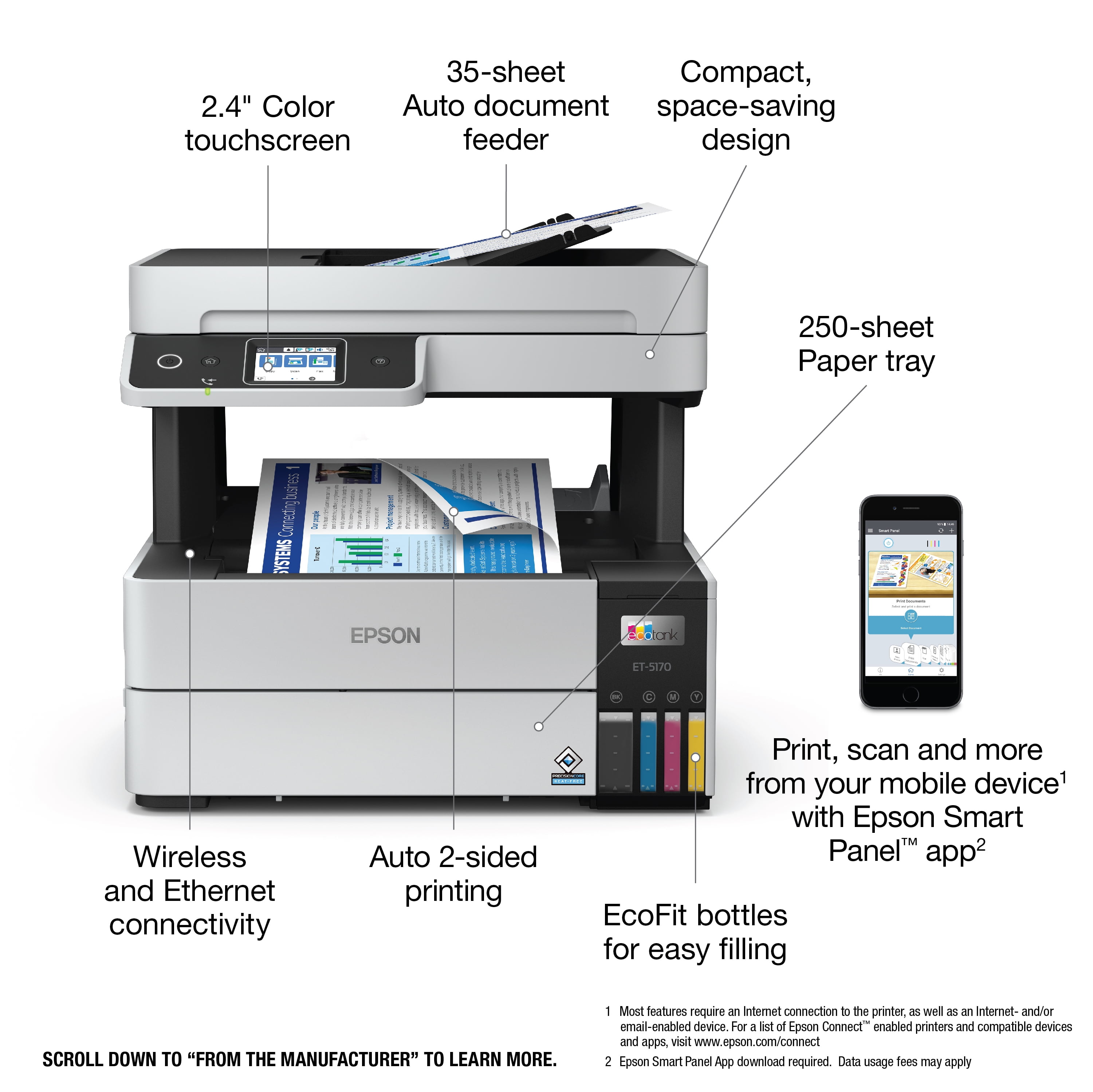 Epson EcoTank Pro ET-5170 Wireless All-in-One Supertank Printer