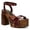 Dark Red, variant on Women Chunky Platform Sandals Wooden High Heel Open Toe Studded Ankle Strap Retro Shoes Size 5 Brown