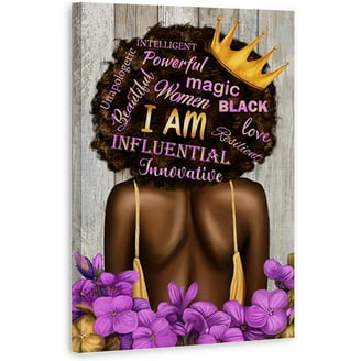 African American Wall Art Black Woman Head Flowers Picture