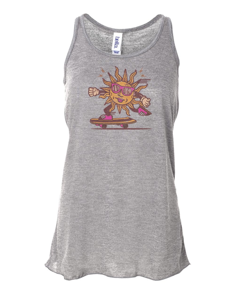Women's Vintage Tank Top, Sun Skate, Retro Tank, Racerback, Soft Canvas, Gift For Her, Funny Shirts, Skateboard Shirt, Skating, Athletic Grey, SMALL" -