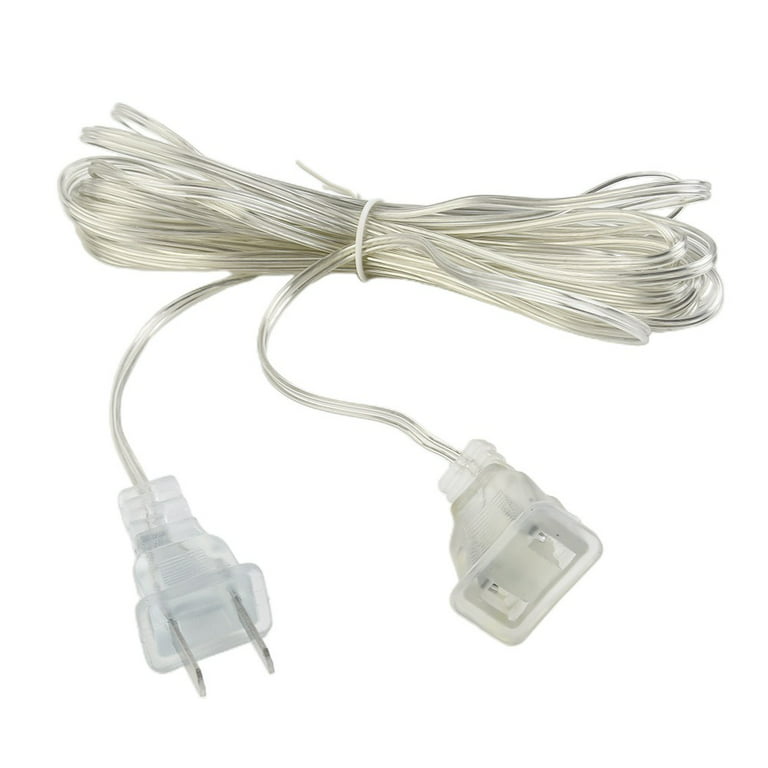 Clear Extension Cord, Male to Female Power Cord Extension, 2 Prong