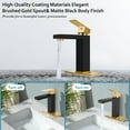 thumbnail image 4 of Bathroom Faucet 1 Hole, Single Handle Stainless Steel Bathroom Sink Faucet, Modern Vanity Faucets with Deck Plate,Water Supply Hoses and Pop Up Drain,Matte Black and Brushed Gold Plate, 4 of 18