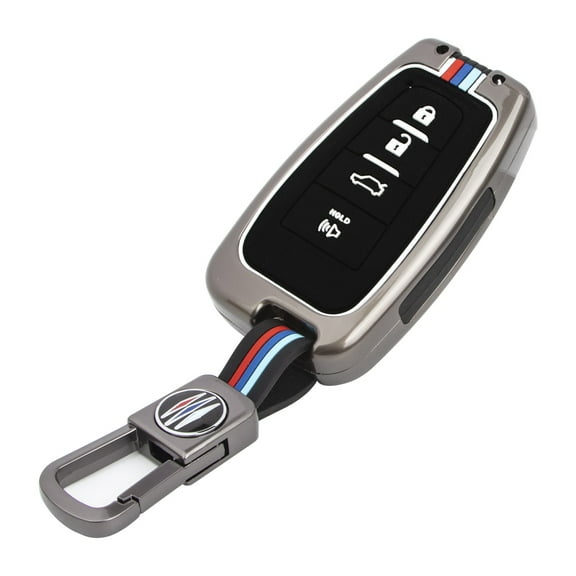 Xotic Tech Key Fob Cover w/ Keychain Full Protection Remote Key Case Compatible with Camry RAV4 Highlander Avalon C-HR Prius Corolla GT86, Metal Shell & Soft Silicone (Gunmetal Gray)