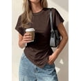 thumbnail image 5 of PRETTYGARDEN Womens Short Sleeve Crew Neck Trendy Shirts Spring Summer Y2K Going Out Tops Asymmetrical Ruched Blouse, 5 of 10