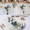 thumbnail image 2 of Navy Blue Green Floral Cloth Napkins, Vintage Botanical Leaves Washable and Reusable Dinner Napkins Set of 8, Table Napkin for Kitchen Party Birthday Wedding Hotel Housewarming 20"x20", 2 of 8