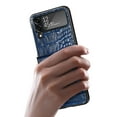 thumbnail image 4 of SaniMore for Samsung Galaxy Z Flip 4 6.7" 2022 Case, Crocodile Texture PU Leather Hinge Protection Wear-resistant Vintage Folding Shell Shockproof Drop-resistant, Blue, 4 of 11