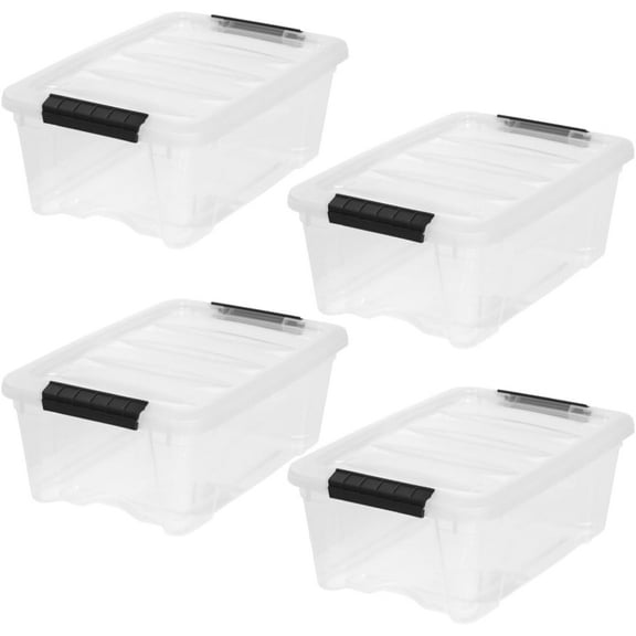 IRIS 13 Qt Plastic Storage Bins with Lids, 4Pk