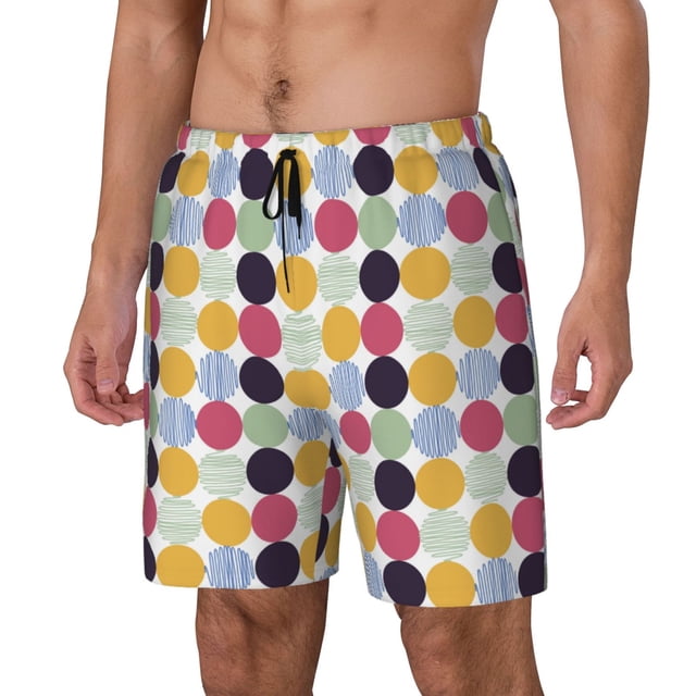 Fotbe Polka Dot Traje de Baño para Hombre – Shorts de Natación de Secado Rápido con Forro y Bolsillos-XX-Large
