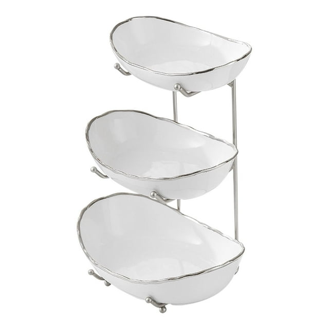 Frutero de acero inoxidable de 3 niveles | Organizador de gran capacidad para refrigerios y frutas y verduras con función de drenaje | Almacenamiento de cocina resistente a la oxidación para sala y
