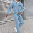 thumbnail image 2 of SGMVNU Men's Casual Sweatsuits 2 Piece Set Men's Winter Letter Printed Fashionable Casual Large Sized Loose Zipper Hooded Sweatshirt Set Casual Athletic Tracksuits(Light Blue, M), 2 of 9