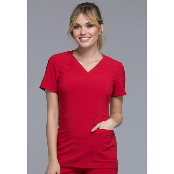 Cherokee iFlex Women Scrubs Top V-Neck Knit Panel CK605