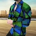 thumbnail image 2 of IROINNID Button Down Shirts for Men Long Sleeve Gradient Slim Geometric Graphic Printed Shirt,Green, 2 of 4