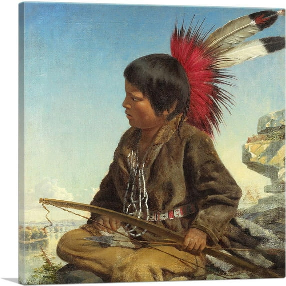 ARTCANVAS Indian Boy At Fort Snelling 1862 Canvas Art Print by Thomas Waterman Wood - Size: 18" x 18" (1.50" Deep)