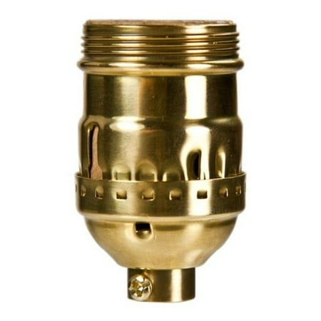 Pvd Polished Brass Base Short Keyless Socket - Polished Solid Brass Finish - 660 Max. Watt - Medium Base - Uno Threading With Screw Set - D4016 By PLT ()