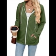 thumbnail image 1 of Sudadera con Capucha Informal con Cremallera para Mujer, Cómoda, Holgada, de Larga, Color Liso, con Bolsillos. Verde XL, 1 of 9