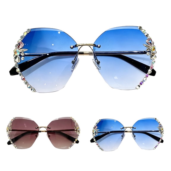 Only Moment Sunglasses Metal Polarized UV400 Protection Lens Big Frame Fashion Glasses Trendy Stylish Shade Blue One Size