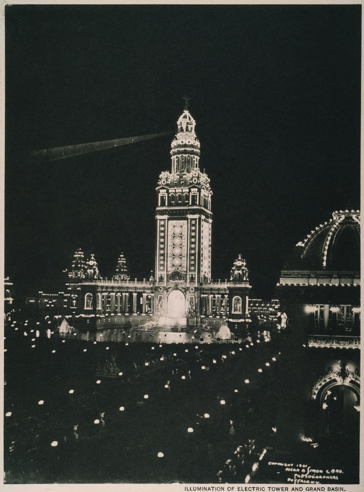 PanAmerican Expo 1901 Na Night View Of The Illuminated Electric Tower