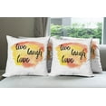 thumbnail image 6 of Ambesonne Live Laugh Love Throw Pillow Cover 4 Pack, Soft Watercolor, 20", Yellow Coral Black, 6 of 7