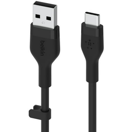 Belkin - BoostCharge Flex Silicone USB-C to Lightning Cable 6.6FT, MFi-Certified Charging Cable with Cable Clip - Black