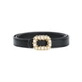 thumbnail image 1 of Cinturón delgado ajustable de PU de cuero con hebilla de perlas para mujeres INSPIRE CHIC, banda para la cintura de pantalones de vestido, negro 40.2x0.7, 1 of 6