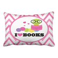 thumbnail image 1 of RYLABLUE Cute Pink Vintage Bookworm Chevron Reading I Love Books Polyester 20 x 30 Inch Rectangle Throw Pillow Covers With Hidden Zipper Home Sofa Cushion Decorative Pillowcases, 1 of 1