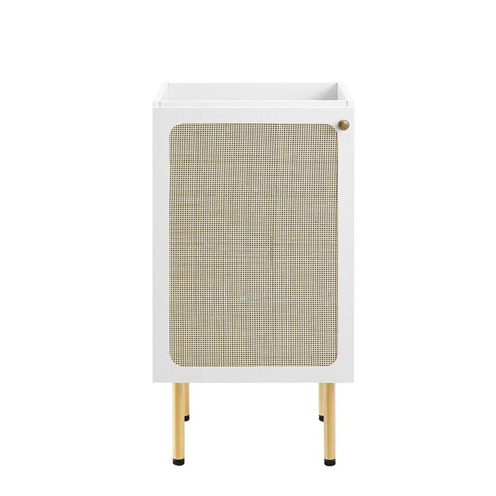 Modway Chaucer 18" Wood & Rattan Bathroom Vanity Cabinet in White