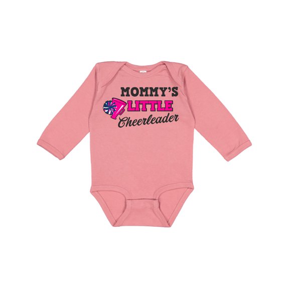 Inktastic Mommy's Little Cheerleader with Megaphone and Pom Poms Girls Long Sleeve Baby Bodysuit