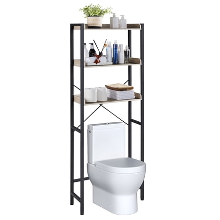 Easyfashion Metal over-the-Toilet 10 W x 25 D x 65 H 3-Shelf Bath Shelves  Gray