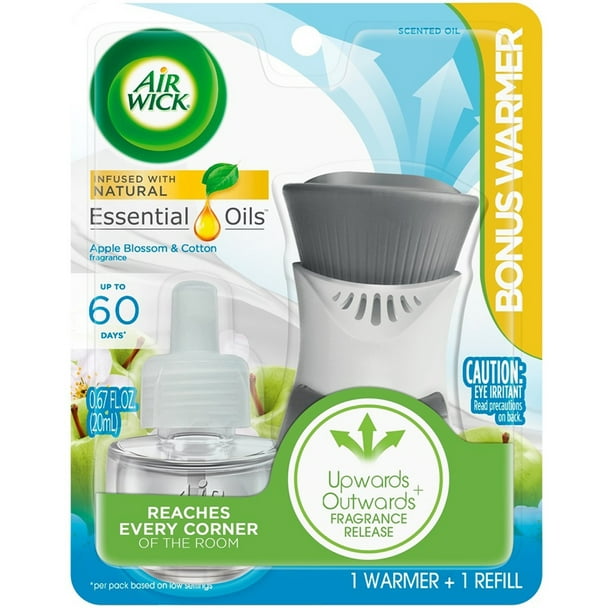 Air Wick Plug in Scented Oil Starter Kit Warmer + 1 Refill, Apple