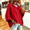 thumbnail image 6 of Njagoc3 Womens Oversized Sweatshirts Solid Color Hooded Batwing Sleeve Sports Pullover Fall Winter Top, 6 of 6