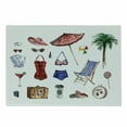thumbnail image 1 of Feminine Cutting Board, Nostalgic Female Beach Fashion Objects Solar Summer Travel Adventure Palms Concept, Decorative Tempered Glass Cutting and Serving Board, Small Size, Multicolor, by Ambesonne, 1 of 1